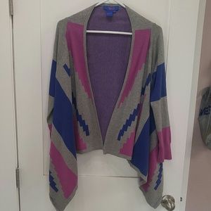 England Union Jack Flag Assymetric Hi Lo Sweater Cardigan Wrap Knit Small Medium